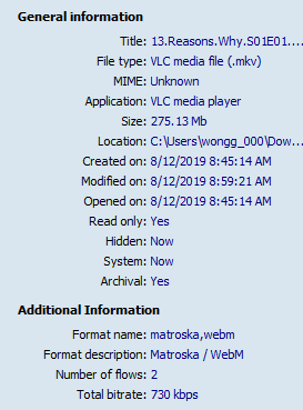 File info menu